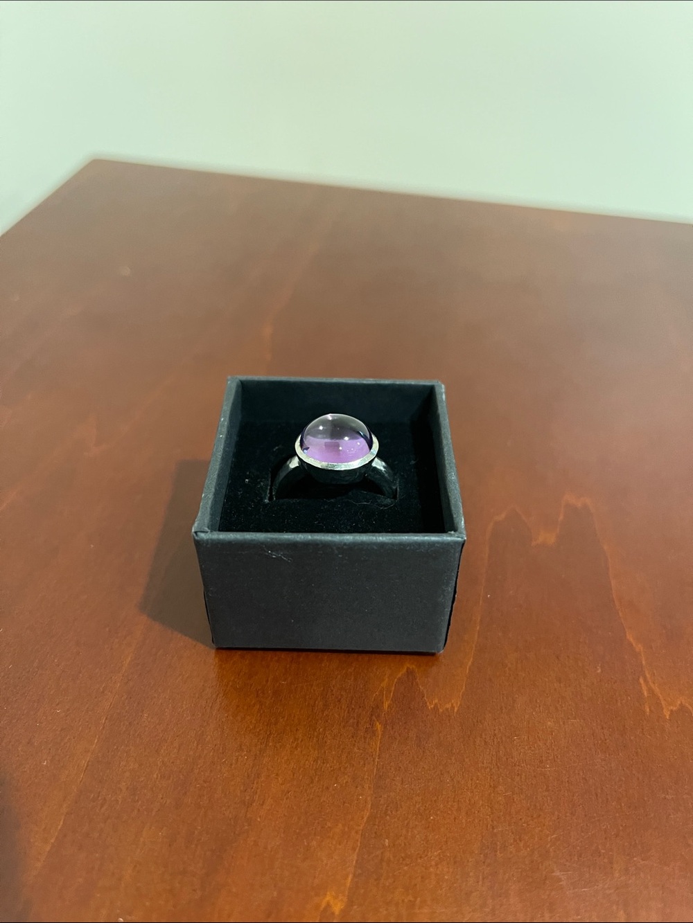 Movado Sterling Silver and Amethyst Cabochon Ring - Size 6 3/4